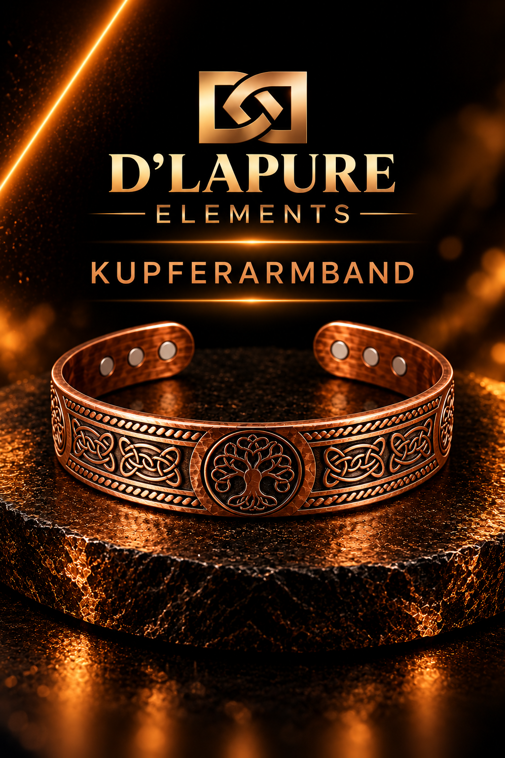 D’LAPURE ELEMENTS – Premium KupferarmbänderKupfer · Zeitloses Design · Traditionelle Handwerksästhetik