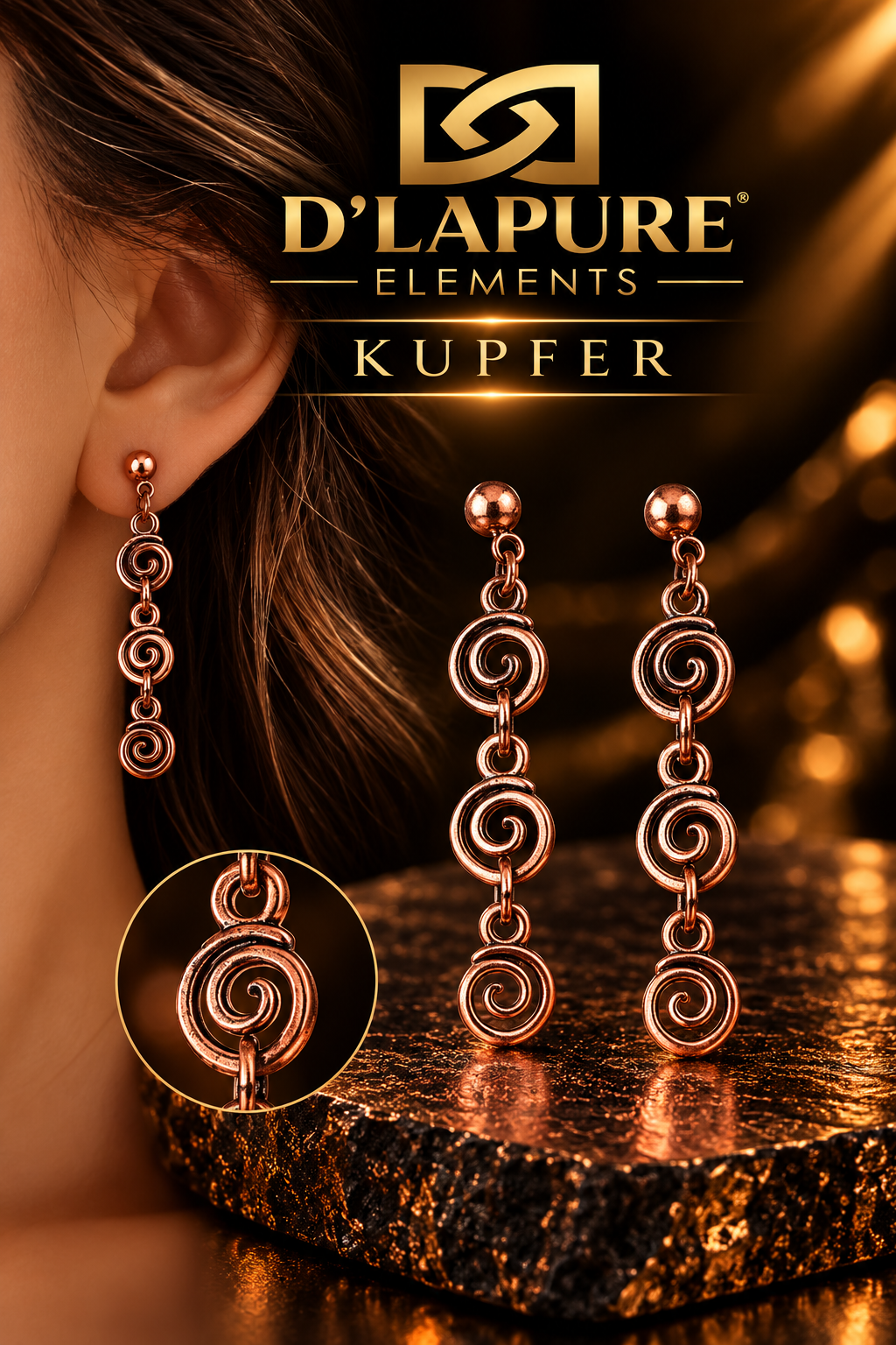 D’LAPURE ELEMENTS – Bronze- Kupferohrringe