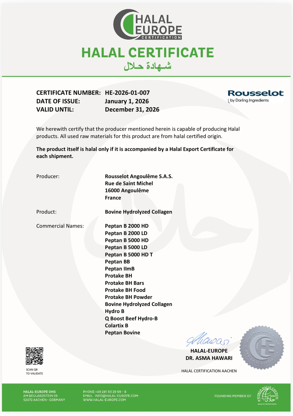 Collagen Peptides – Premium Rinder-Kollagen
HALAL ZERTIFIZIERTES RINDER-KOLLAGEN