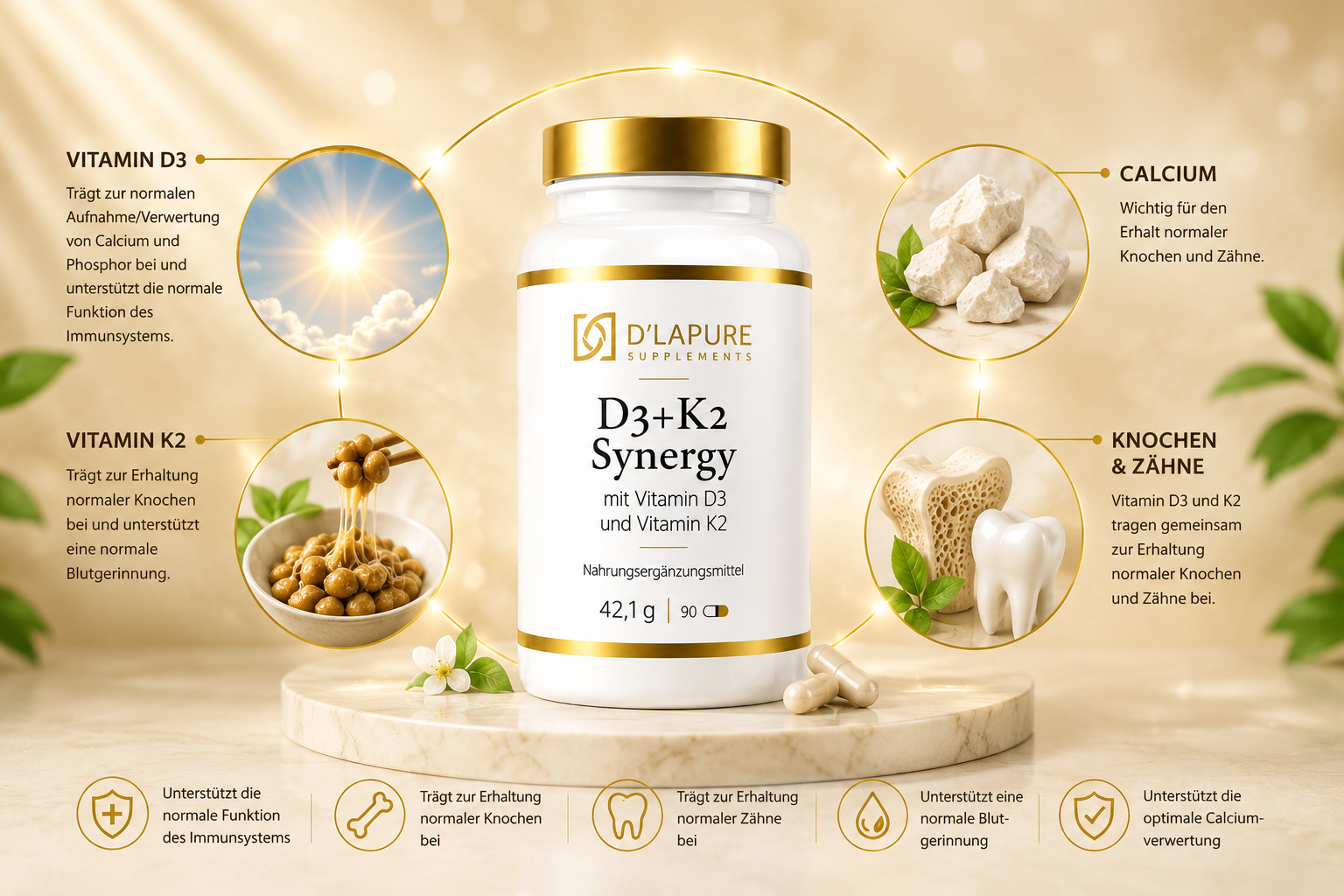 D3 + K2 SYNERGY                            Essenzielle tägliche Basisversorgung