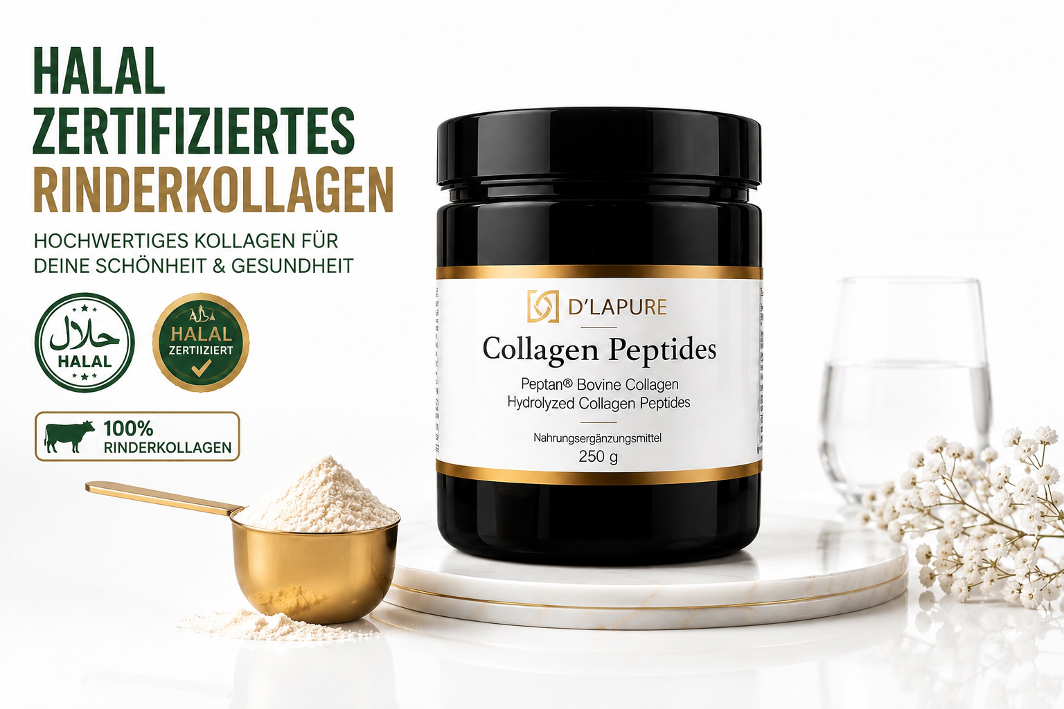 Collagen Peptides – Premium Rinder-Kollagen
HALAL ZERTIFIZIERTES RINDER-KOLLAGEN