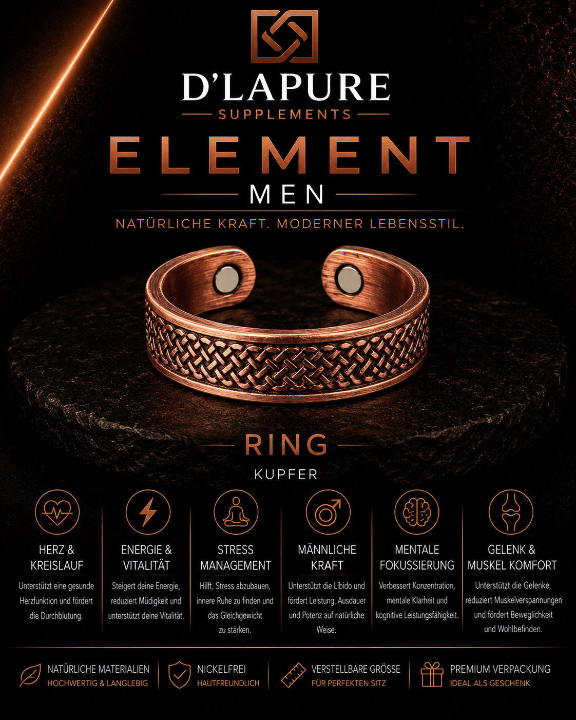 D’LAPURE ELEMENT MEN – Kupferschmuck