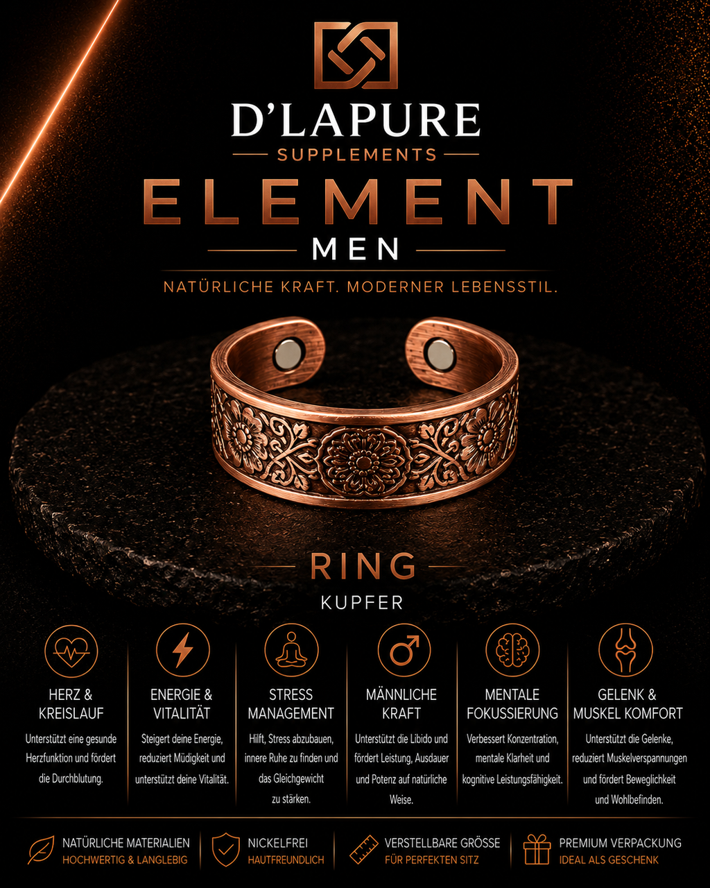 D’LAPURE ELEMENT MEN – Kupferschmuck