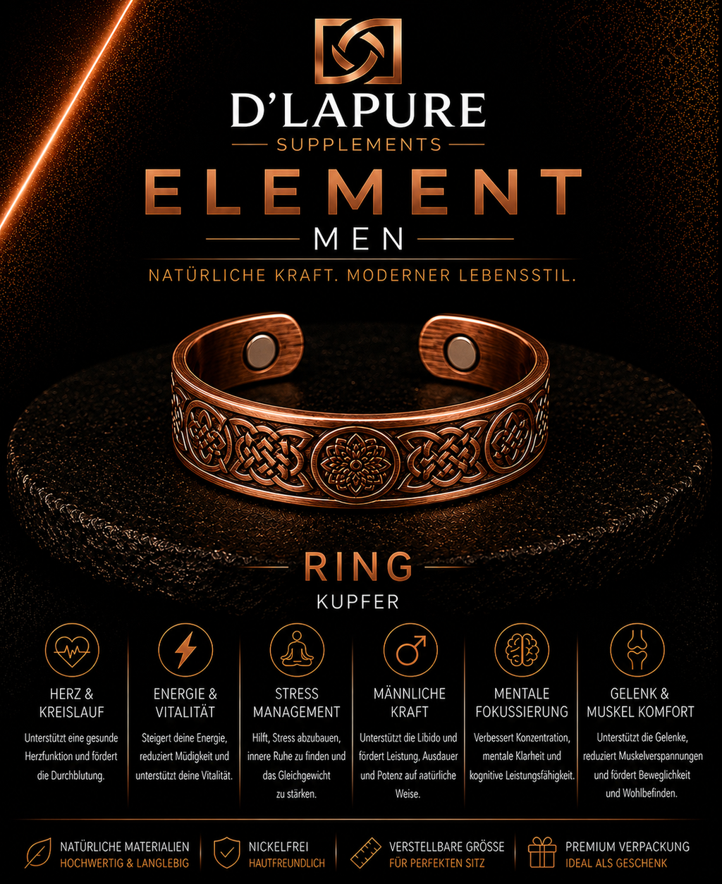 D’LAPURE ELEMENT MEN – Kupferschmuck