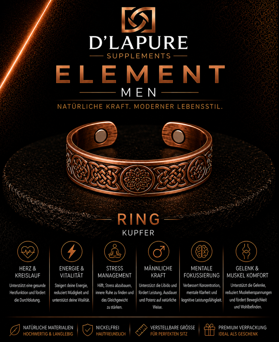 D’LAPURE ELEMENT MEN – Kupferschmuck