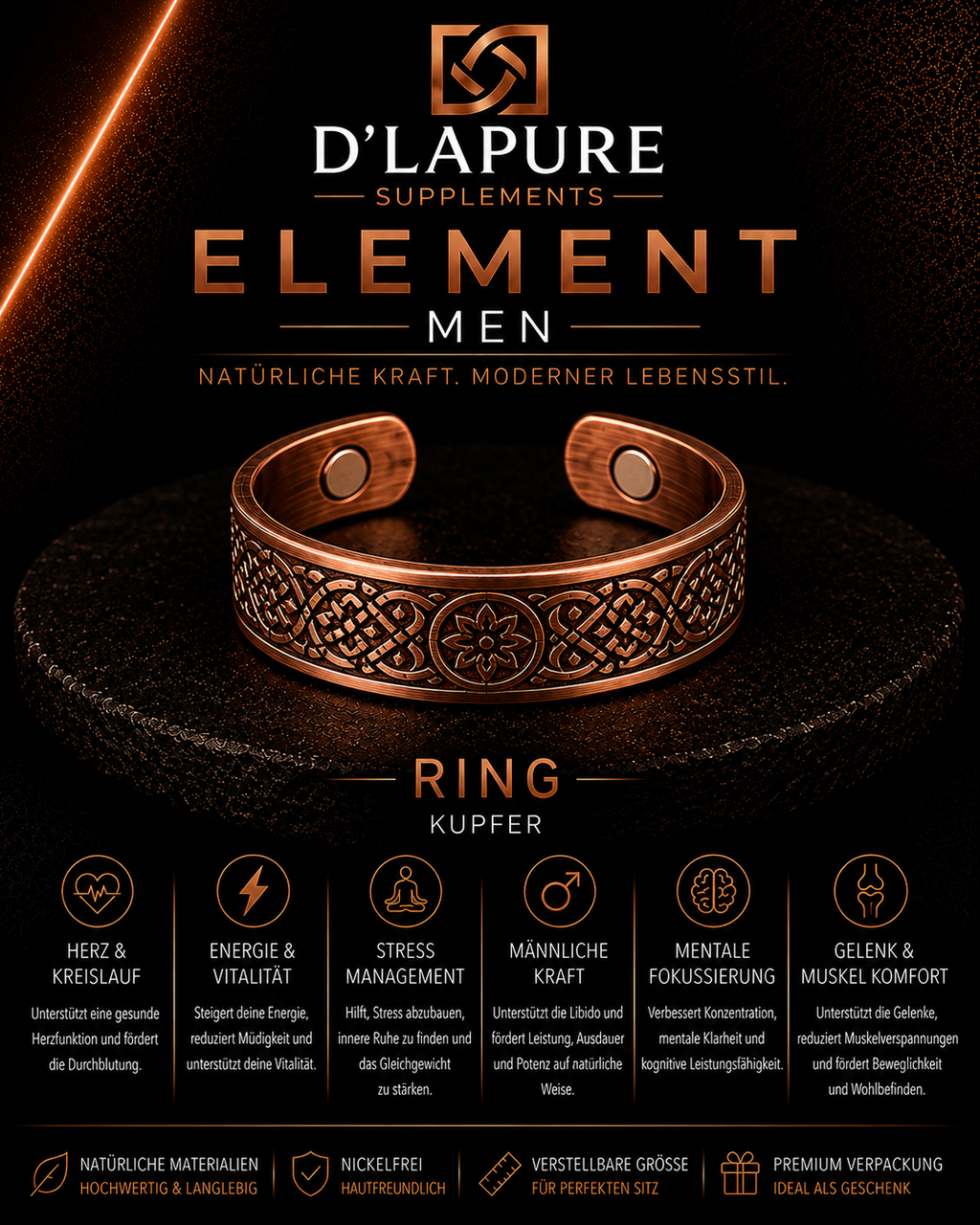 D’LAPURE ELEMENT MEN – Kupferschmuck