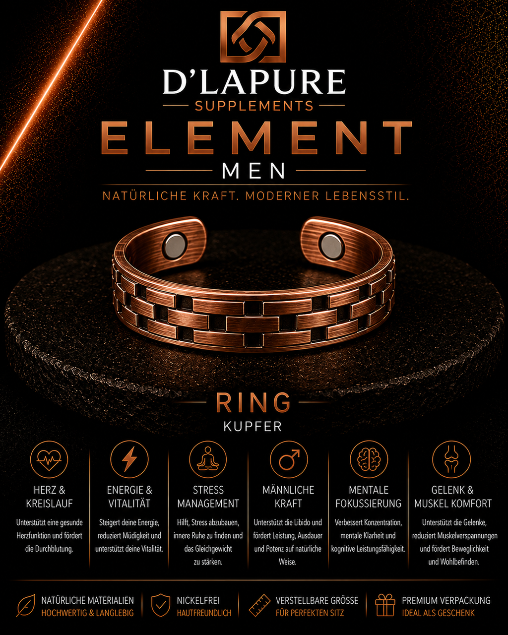 D’LAPURE ELEMENT MEN – Kupferschmuck