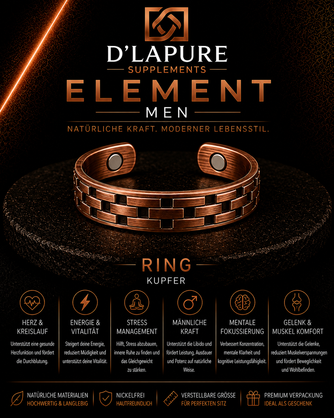 D’LAPURE ELEMENT MEN – Kupferschmuck
