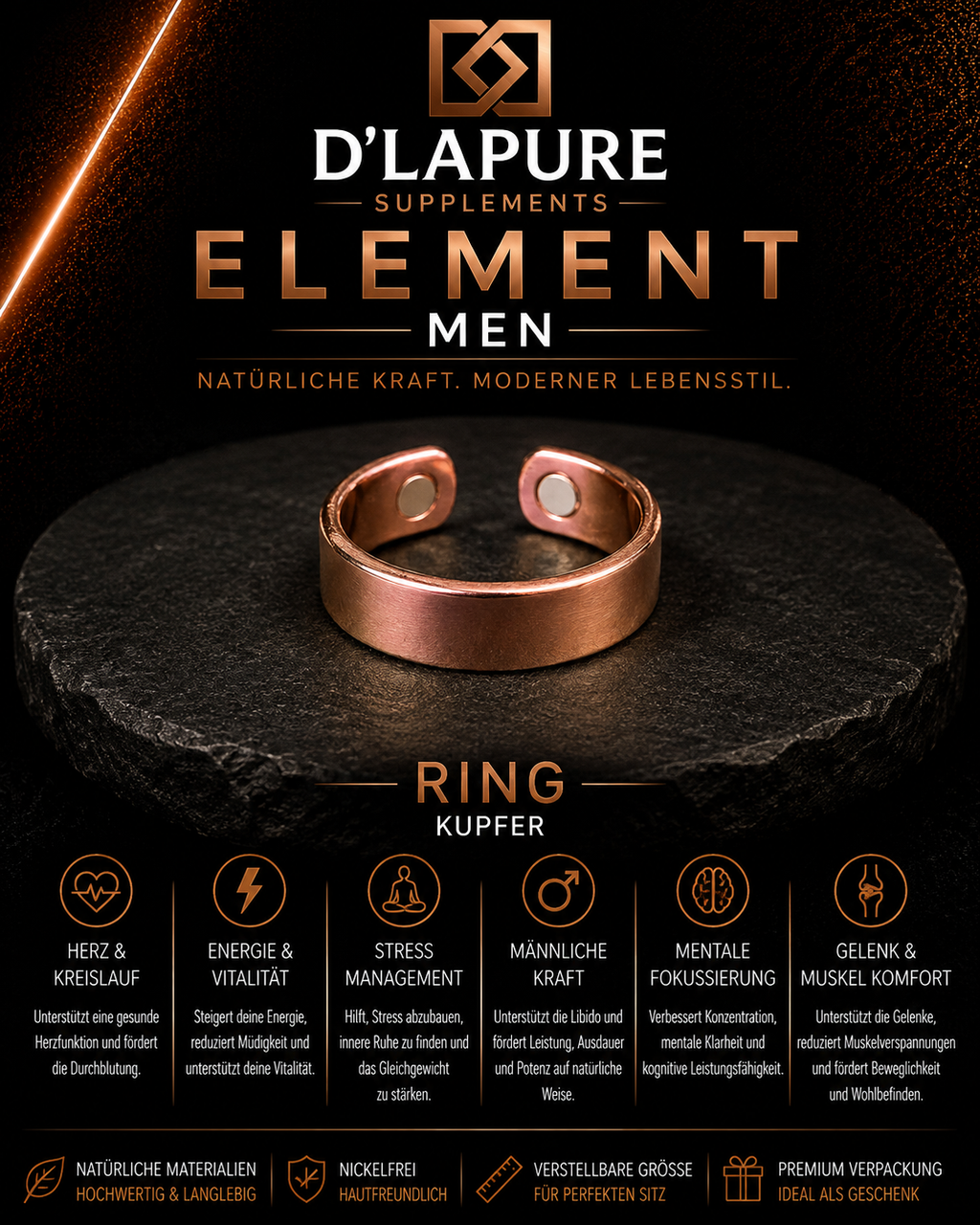D’LAPURE ELEMENT MEN – Kupferschmuck