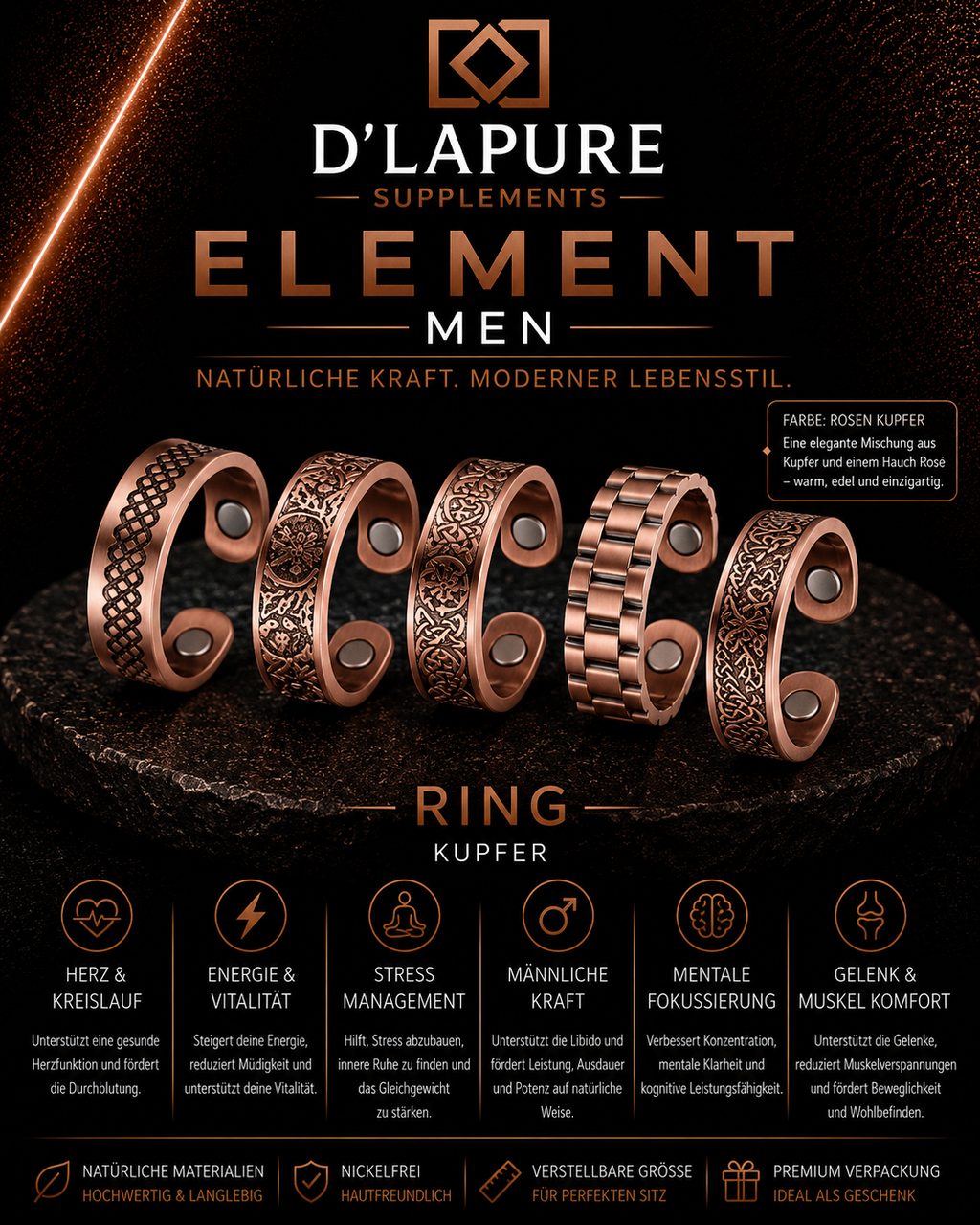 D’LAPURE ELEMENT MEN – Kupferschmuck